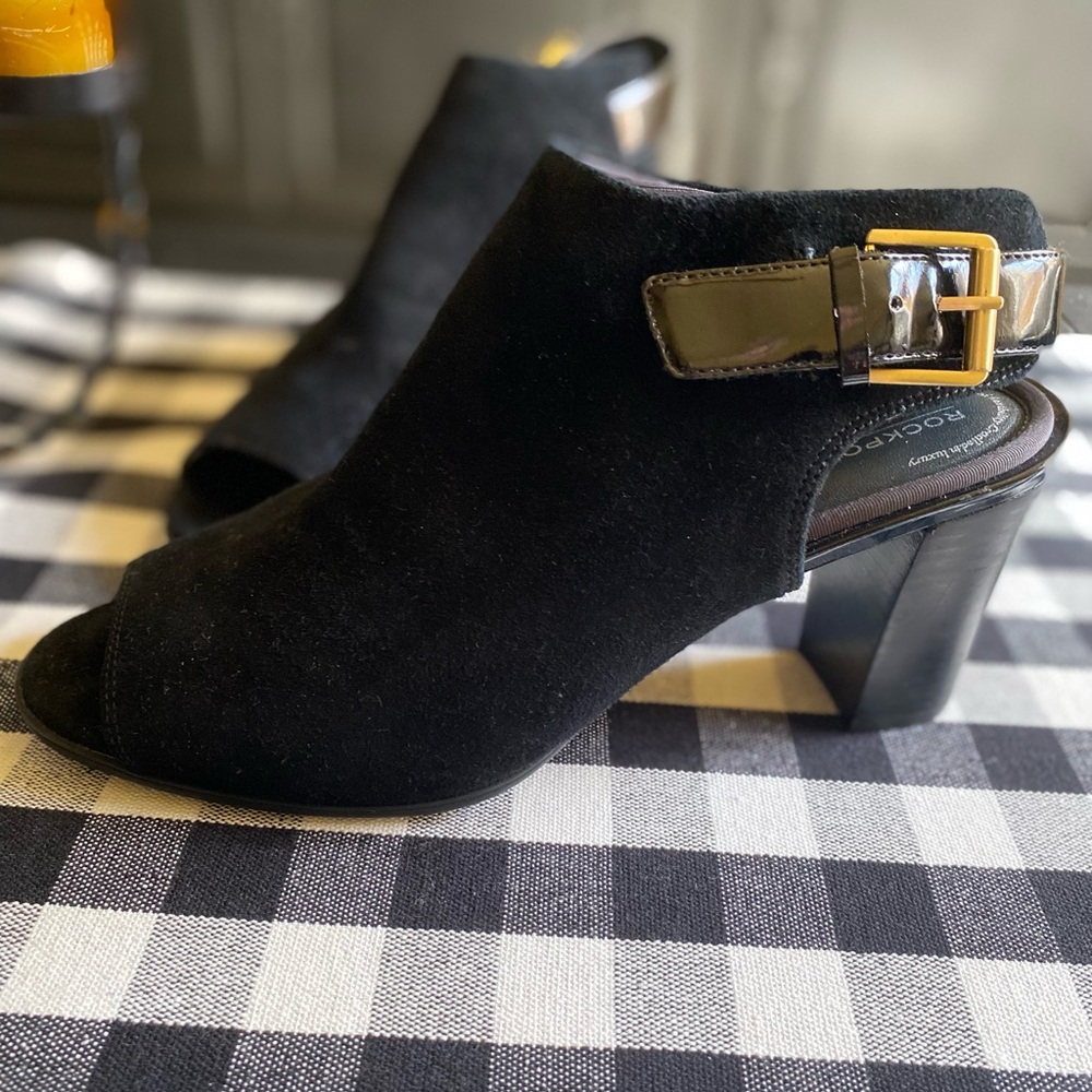 Rockport Black Soft Leather Blocked Heels